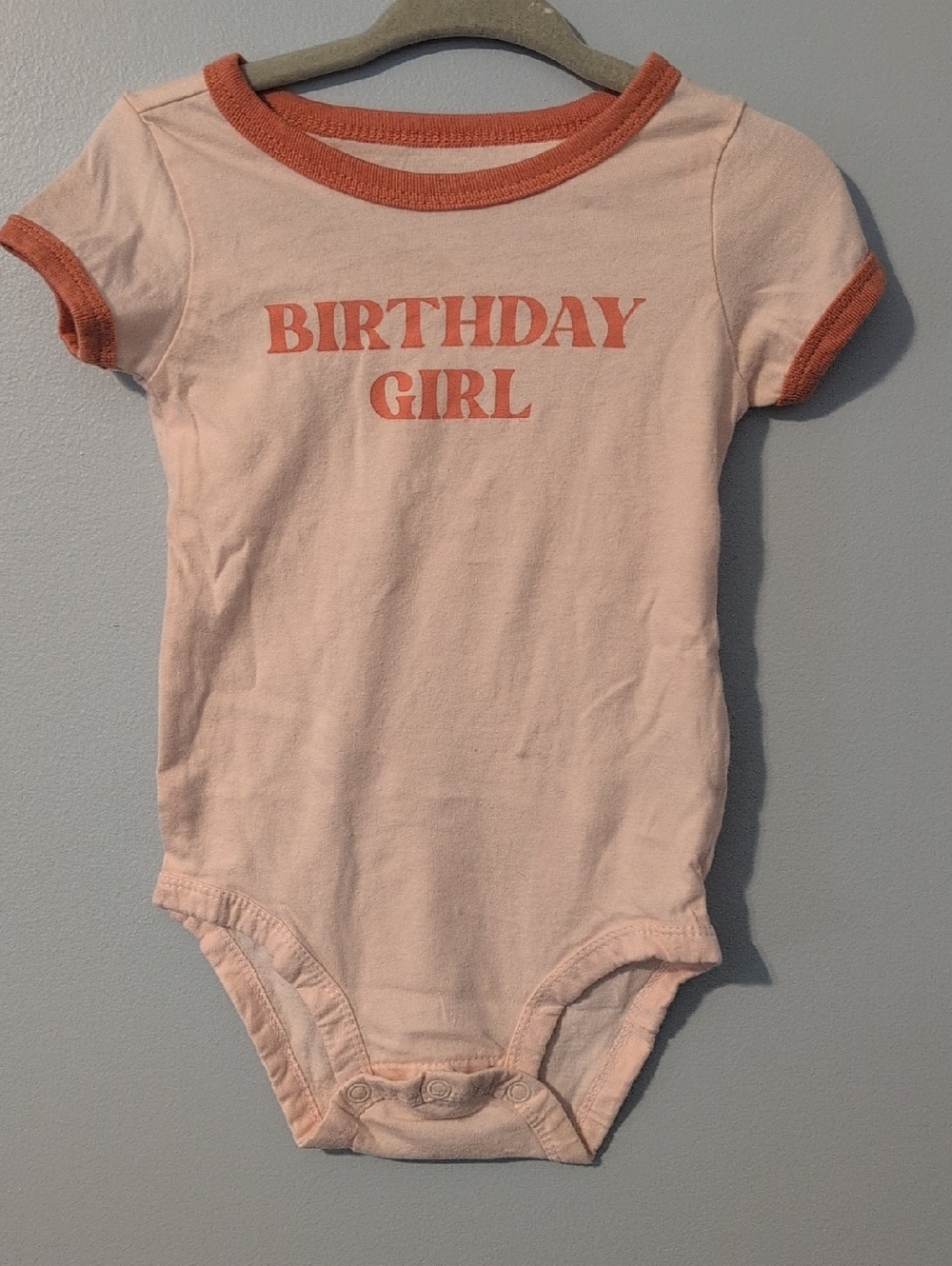 Carter's Peach & Coral 'Birthday Girl' Ringer One-Piece Bodysuit